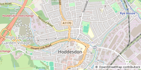 Map of Hoddesdon, Hertfordshire