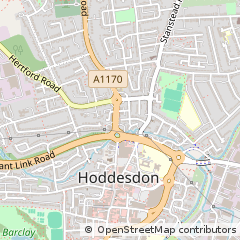 Map of Hoddesdon, Hertfordshire