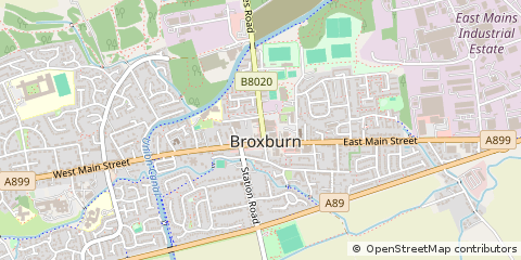 Map of Broxburn, West Lothian