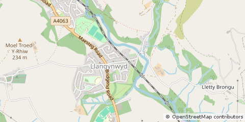 Map of Maesteg, PEN-Y-Bont AR Ogwr