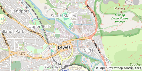 Map of Lewes, East Sussex