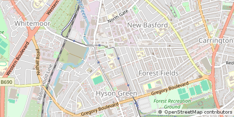 Map of Nottingham, Nottinghamshire