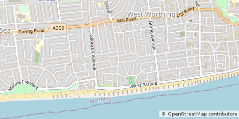Map of Worthing, West Sussex