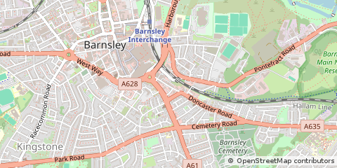 Map of Barnsley, South Yorkshire