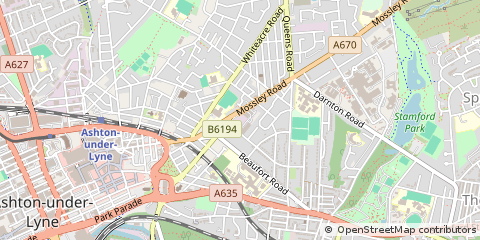 Map of Ashton Under Lyne, Lancashire