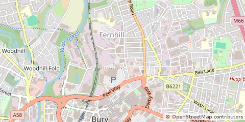 Map of Bury, Lancashire