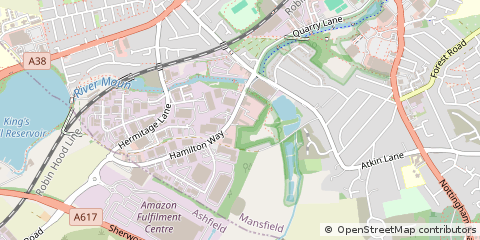 Map of Mansfield, Nottinghamshire