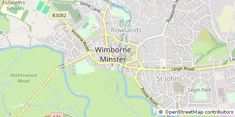 Map of Wimborne, Dorset