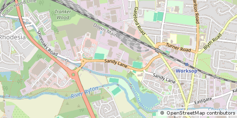 Map of Sandy Lane, Worksop, Notts