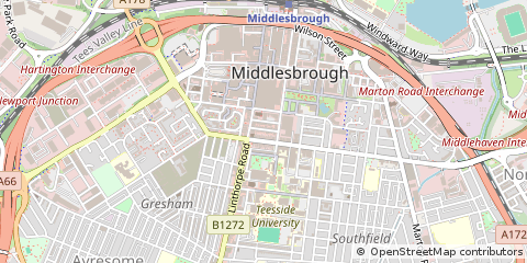 Map of Middlesbrough, North Yorkshire