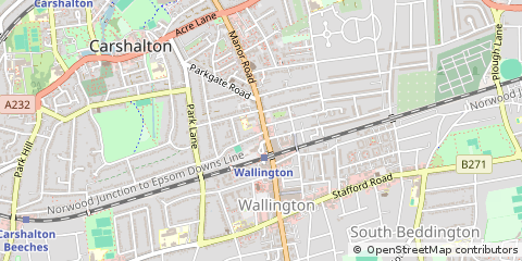 Map of Wallington, Surrey