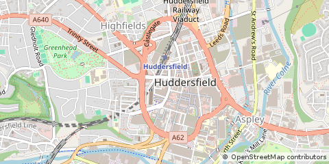 Map of Huddersfield, West Yorkshire