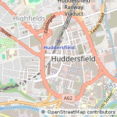Map of Huddersfield, West Yorkshire