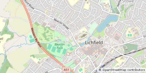 Map of Lichfield, Staffordshire