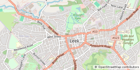 Map of Leek, Staffordshire