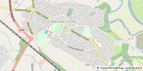 Map of Weaverham, Cheshire