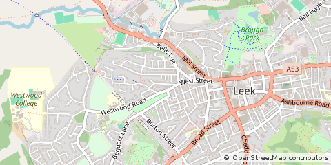 Map of Leek, Staffordshire
