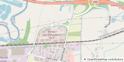 Map of Castle Donington, Derbyshire