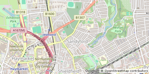 Map of Newcastle Upon Tyne, Tyne and Wear