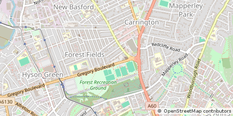Map of Nottingham, Nottinghamshire