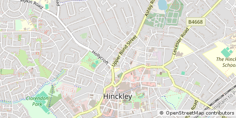 Map of Hinckley, Leicestershire