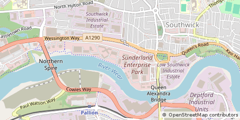 Map of Sunderland, Tyne and Wear