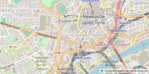 Map of Newcastle Upon Tyne, Tyne & Wear