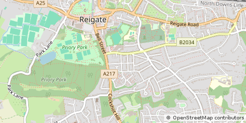 Map of Reigate, Surrey