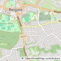 Map of Reigate, Surrey