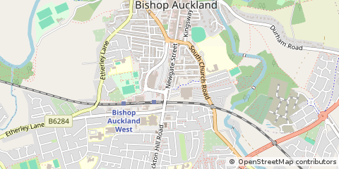 Map of Bishop Auckland, County Durham