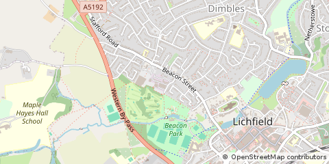 Map of Lichfield, Staffordshire