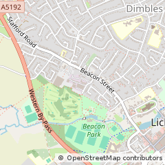 Map of Lichfield, Staffordshire