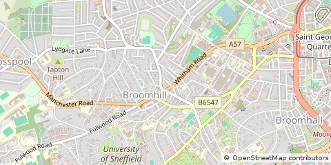 Map of Sheffield, South Yorkshire