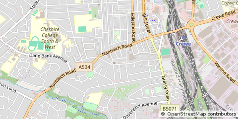 Map of Crewe, Cheshire East
