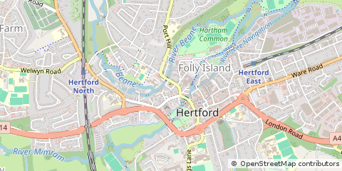 Map of Hertford, Hertfordshire