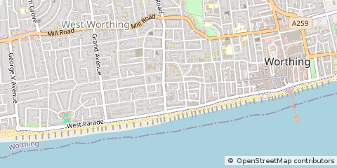 Map of Worthing, West Sussex