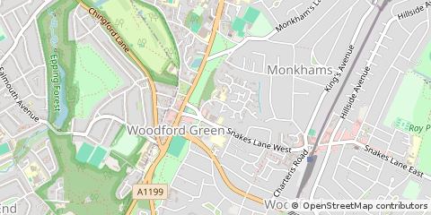 Map of Woodford Green, Essex