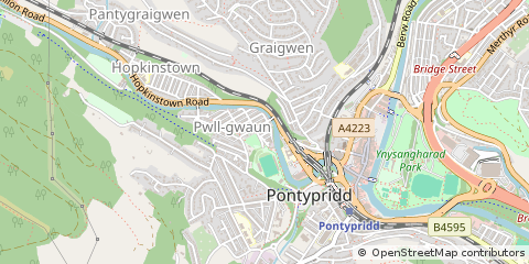 Map of Pontypridd, MID Glam
