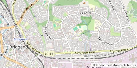 Map of Bridgend, MID Glamorgan