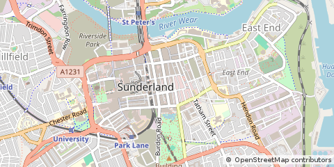 Map of Sunderland, Tyne and Wear
