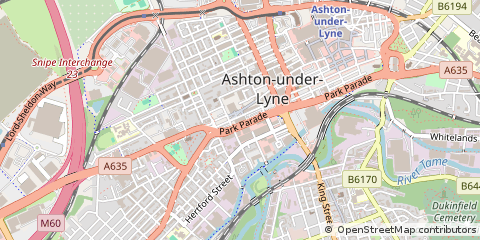Map of Ashton Under Lyne, Greater Manchester
