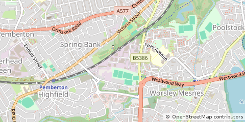 Map of Wigan, Greater Manchester