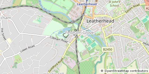 Map of Leatherhead, Surrey