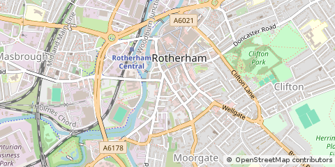 Map of Rotherham, South Yorkshire