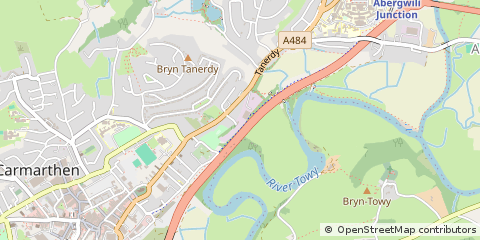 Map of Carmarthen, Carmarthenshire