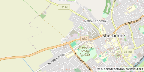 Map of Sherborne, Dorset