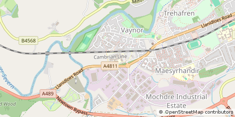 Map of Newtown, Powys