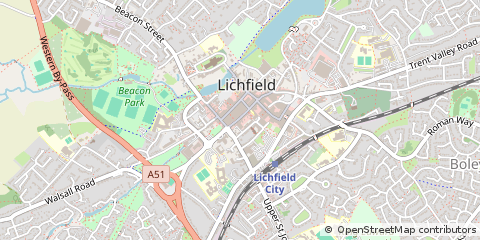 Map of Lichfield, Staffordshire