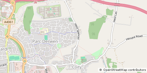 Map of Bridgend, Mid Glamorgan