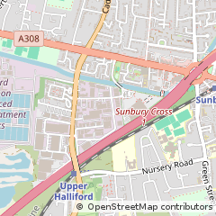 Map of Sunbury on Thames, Middx